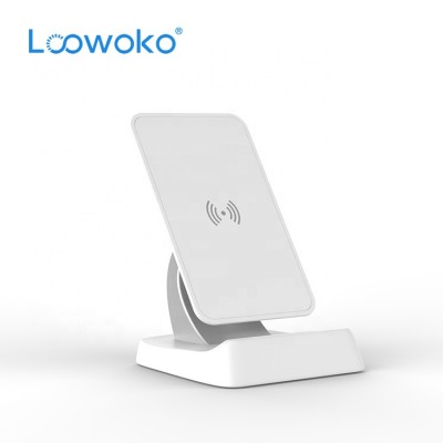 Top sale 10W/7.5W 2 coils metal stand fast charge wireless charger phone stand with lighting up logo